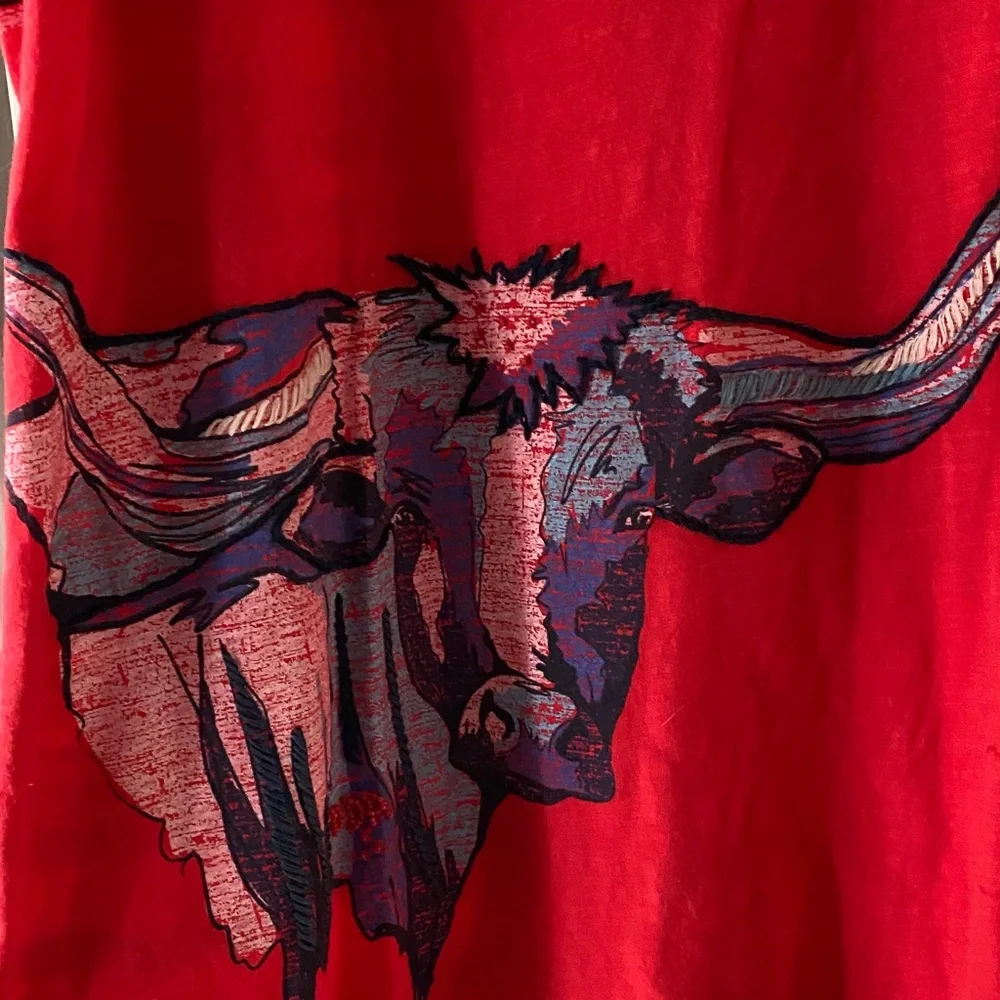 Double D Ranch Red Tank Top with Bull Design - Picture 5 of 9